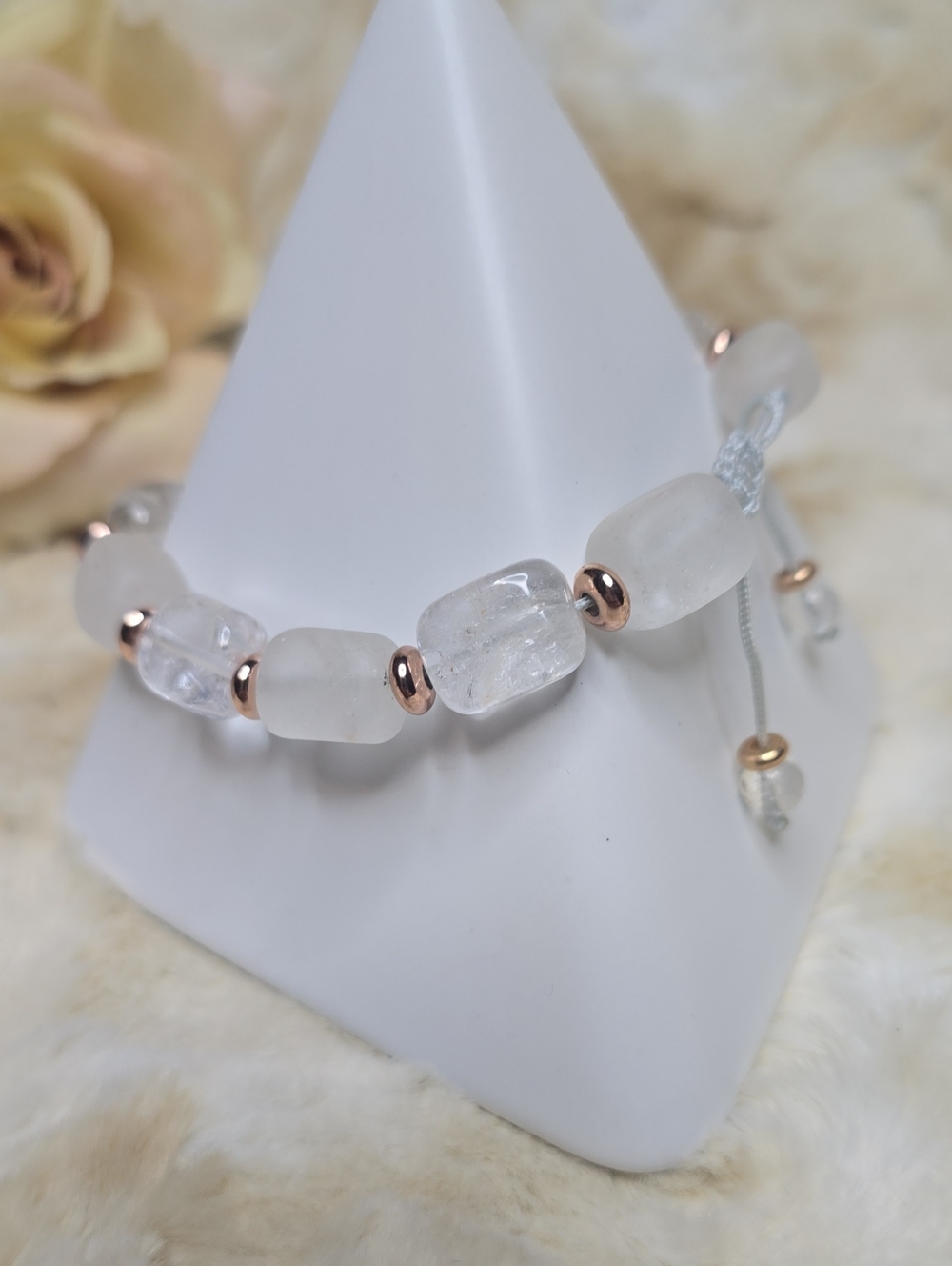 Lola Rose Rock Quartz Gemstone Bead Bracelet Rose Gold-tone Accent Adjustable